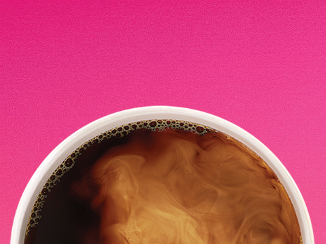 A coffee with cream and a hot latte